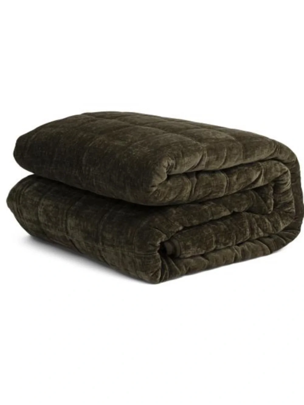 Rachel Zoe Olive Green Chenille Quilt - Textured Grid Design